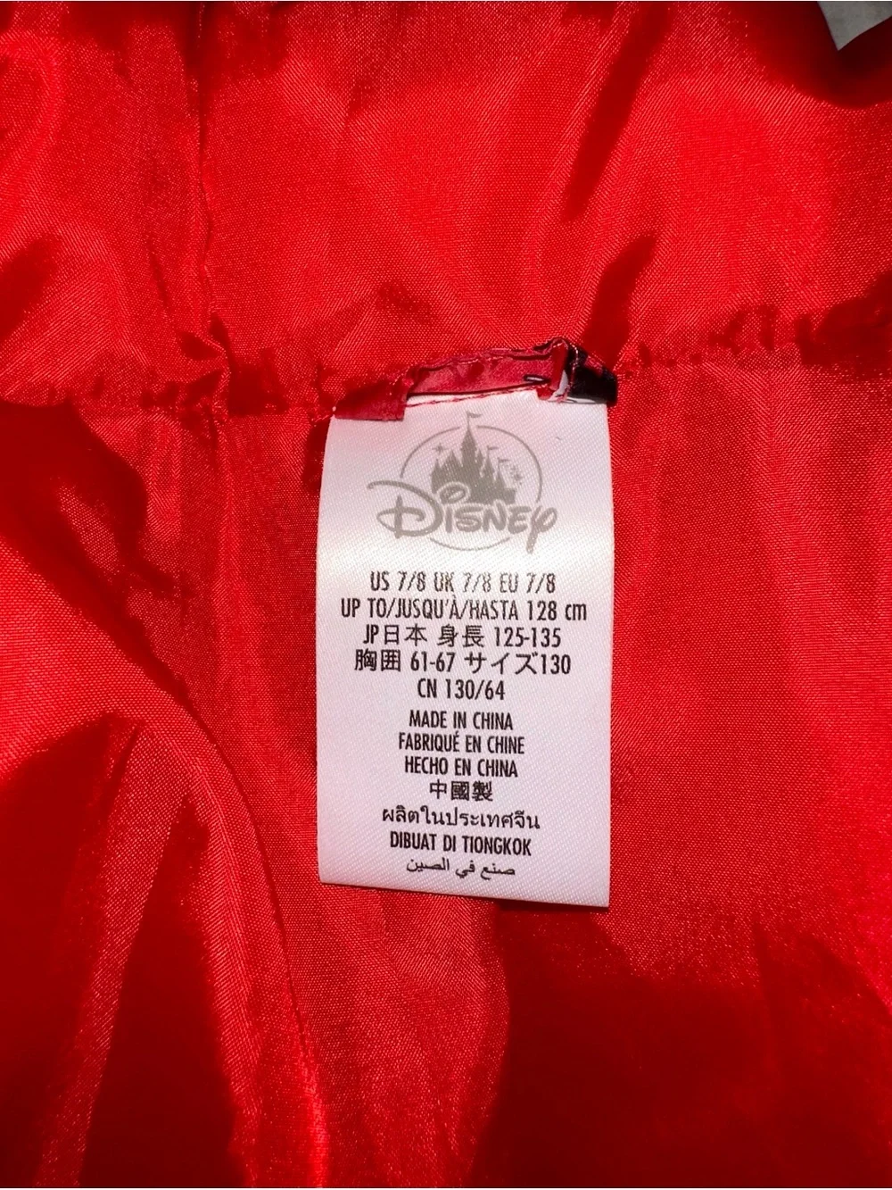 Kids Disney Red Mickey Mouse Puffer Jacket 7/8